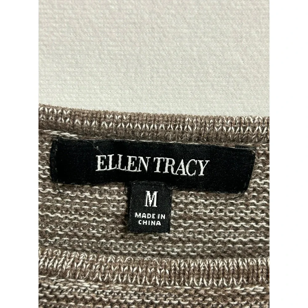 Ellen Tracy Womens Coco Ivory Space Dye Knit Sweater‎ Boat Neck Size Medium